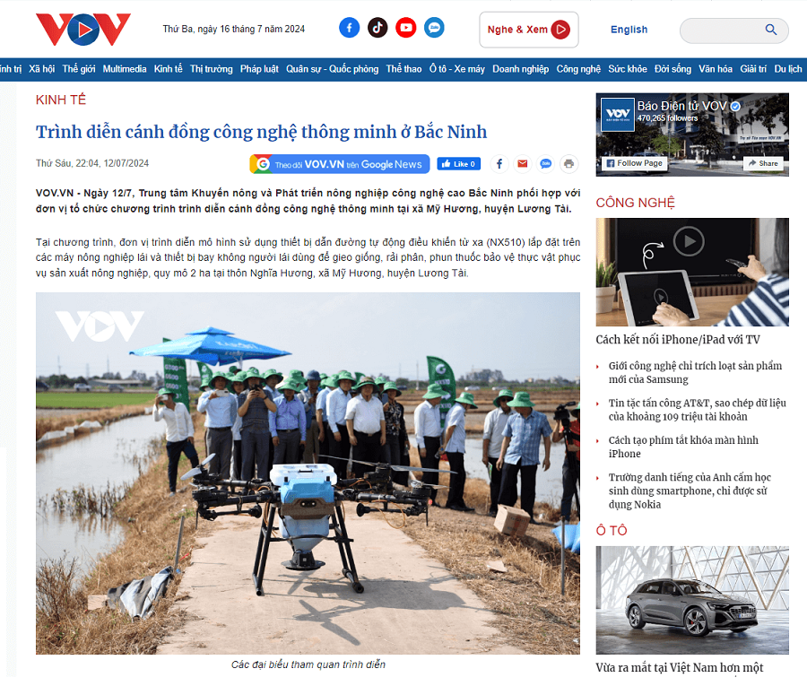 VOV đưa tin sự kiện cánh đồng công nghệ GlobalCheck tại Bắc Ninh