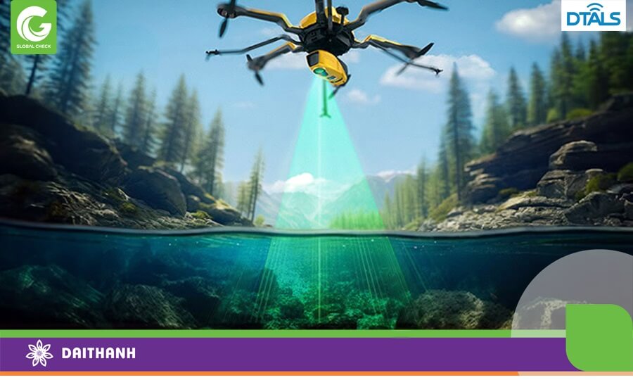 LiDar có thể quét theo đáy hồ hoặc theo mặt nước tùy theo công nghệ chúng ta lựa chọn