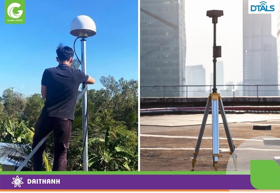 Trạm DTALS cố định (bên trái) và trạm RTK di động